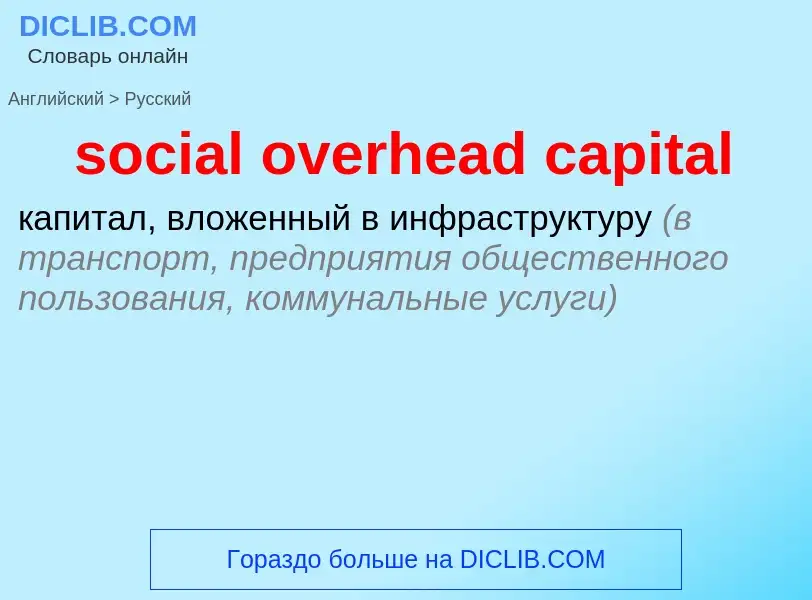 Como se diz social overhead capital em Russo? Tradução de &#39social overhead capital&#39 em Russo