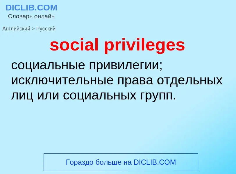 Как переводится social privileges на Русский язык