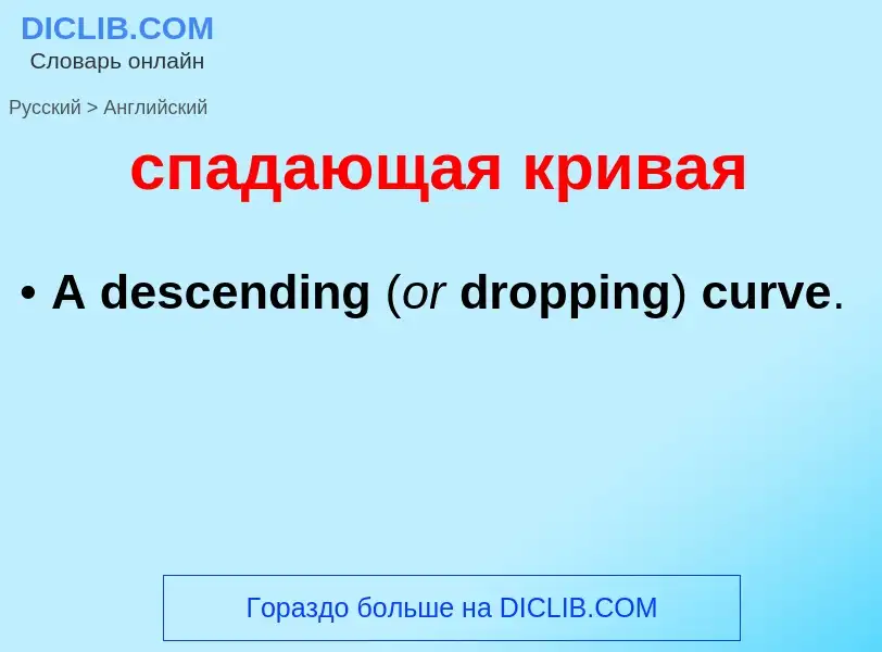 Como se diz спадающая кривая em Inglês? Tradução de &#39спадающая кривая&#39 em Inglês