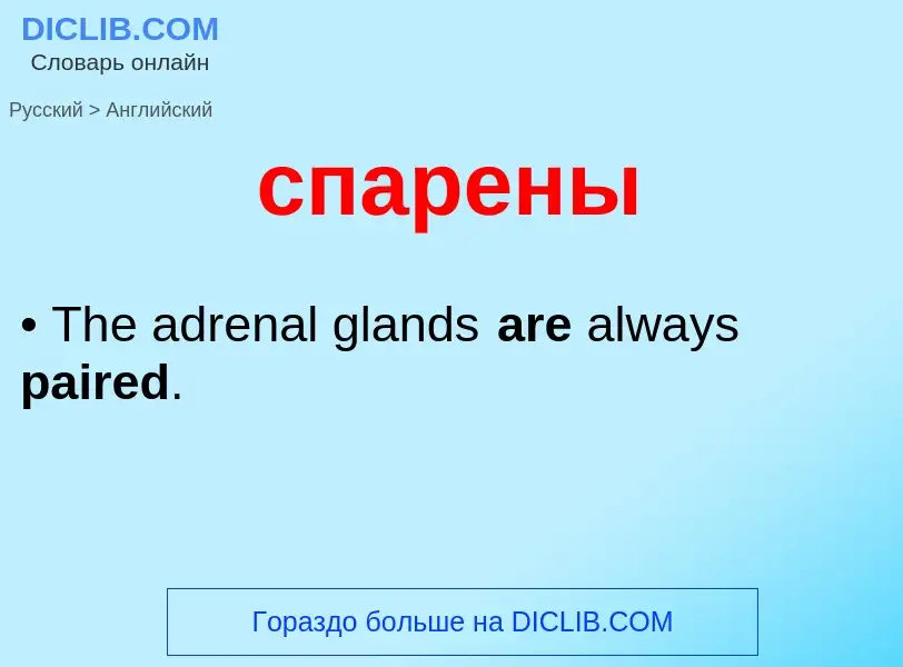 Como se diz спарены em Inglês? Tradução de &#39спарены&#39 em Inglês