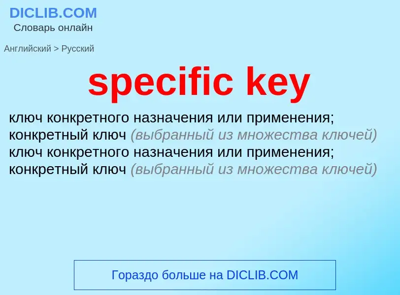 What is the Russian for specific key? Translation of &#39specific key&#39 to Russian