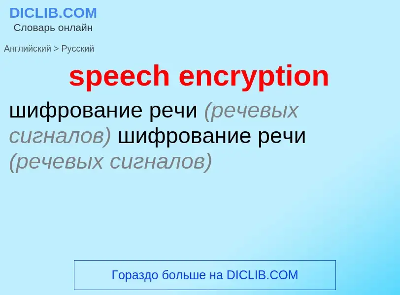 What is the Russian for speech encryption? Translation of &#39speech encryption&#39 to Russian