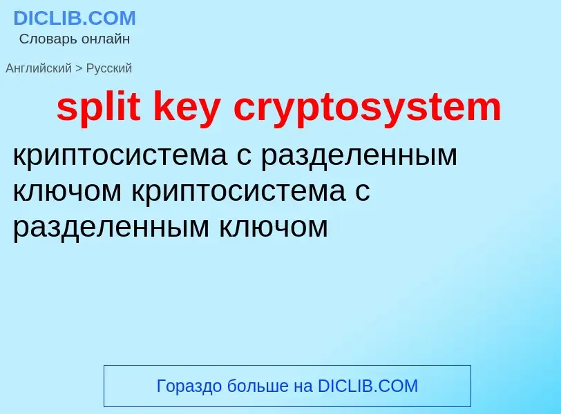 Как переводится split key cryptosystem на Русский язык