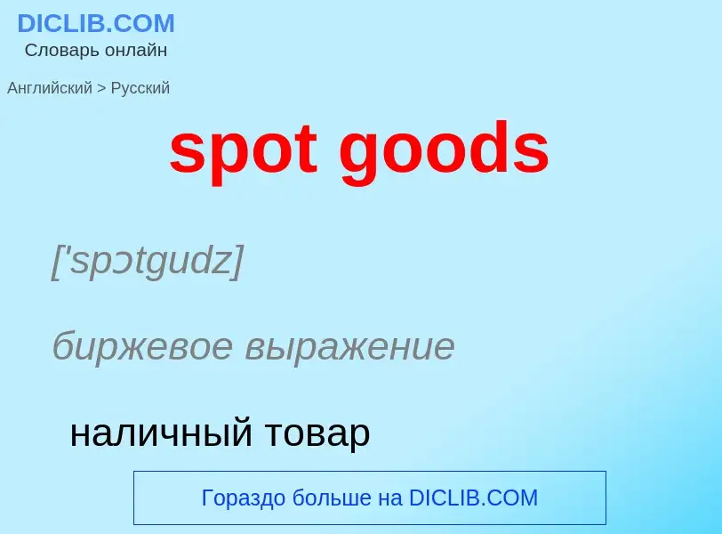 Как переводится spot goods на Русский язык