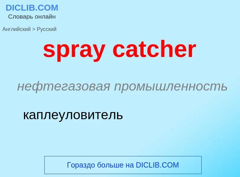 Как переводится spray catcher на Русский язык