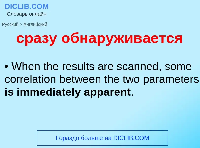 Como se diz сразу обнаруживается em Inglês? Tradução de &#39сразу обнаруживается&#39 em Inglês