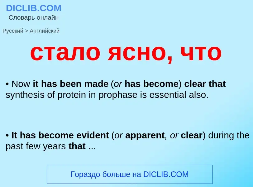 Como se diz стало ясно, что em Inglês? Tradução de &#39стало ясно, что&#39 em Inglês