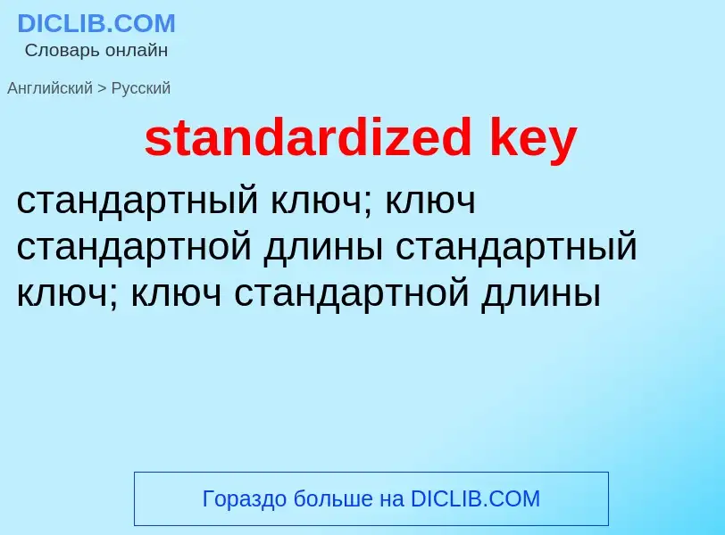 Как переводится standardized key на Русский язык