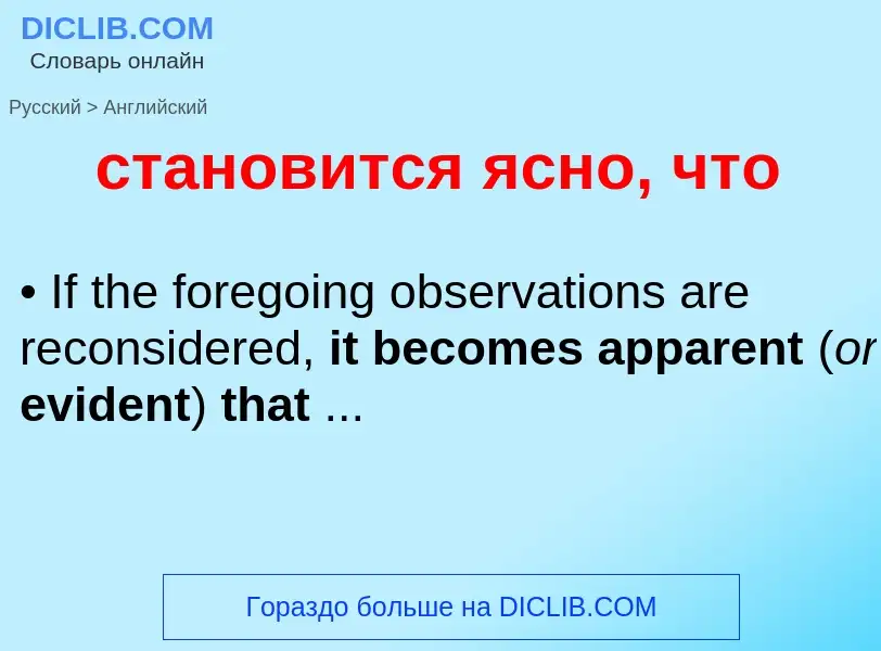 Como se diz становится ясно, что em Inglês? Tradução de &#39становится ясно, что&#39 em Inglês