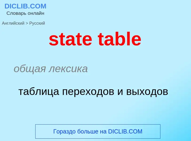 Как переводится state table на Русский язык