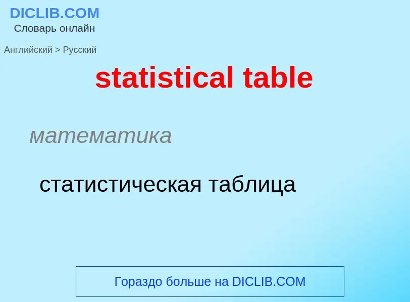 What is the Russian for statistical table? Translation of &#39statistical table&#39 to Russian