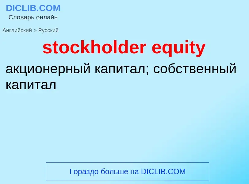 Как переводится stockholder equity на Русский язык