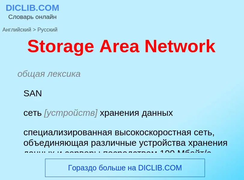 Как переводится Storage Area Network на Русский язык