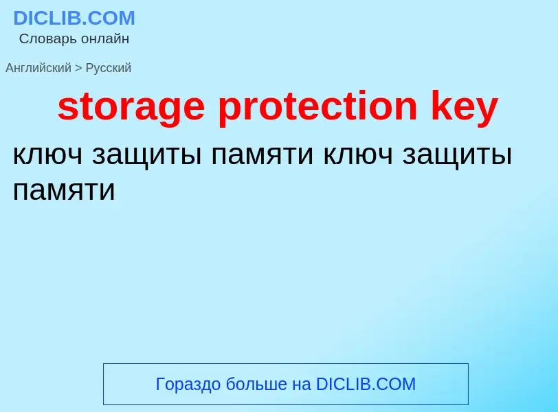 What is the Russian for storage protection key? Translation of &#39storage protection key&#39 to Rus