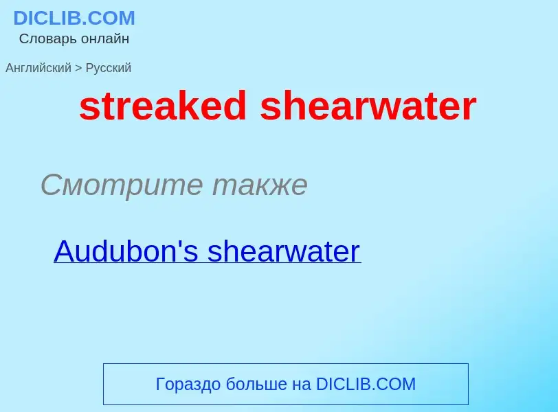 ¿Cómo se dice streaked shearwater en Ruso? Traducción de &#39streaked shearwater&#39 al Ruso