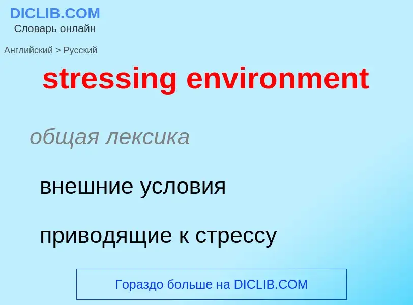 Как переводится stressing environment на Русский язык