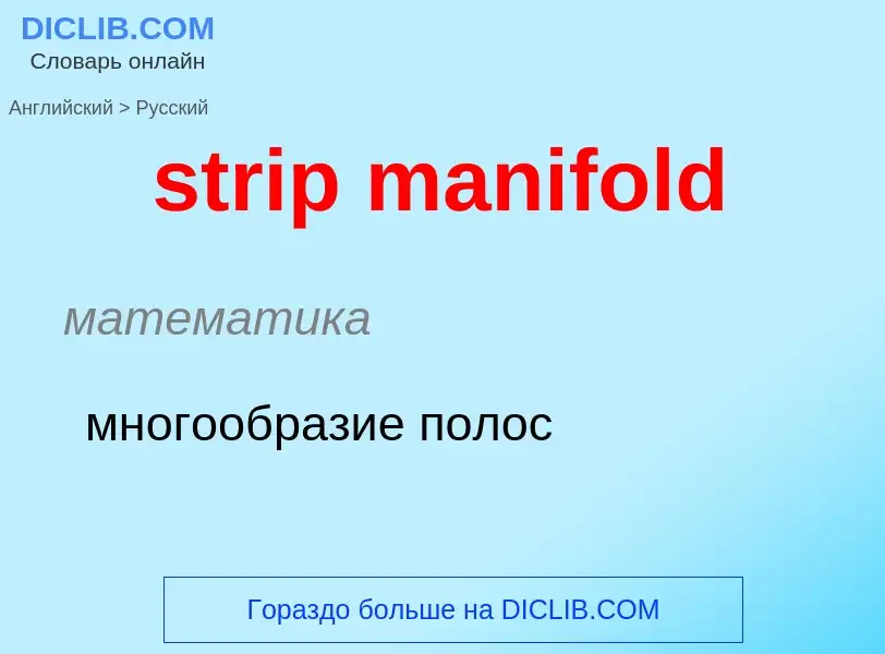 What is the Russian for strip manifold? Translation of &#39strip manifold&#39 to Russian