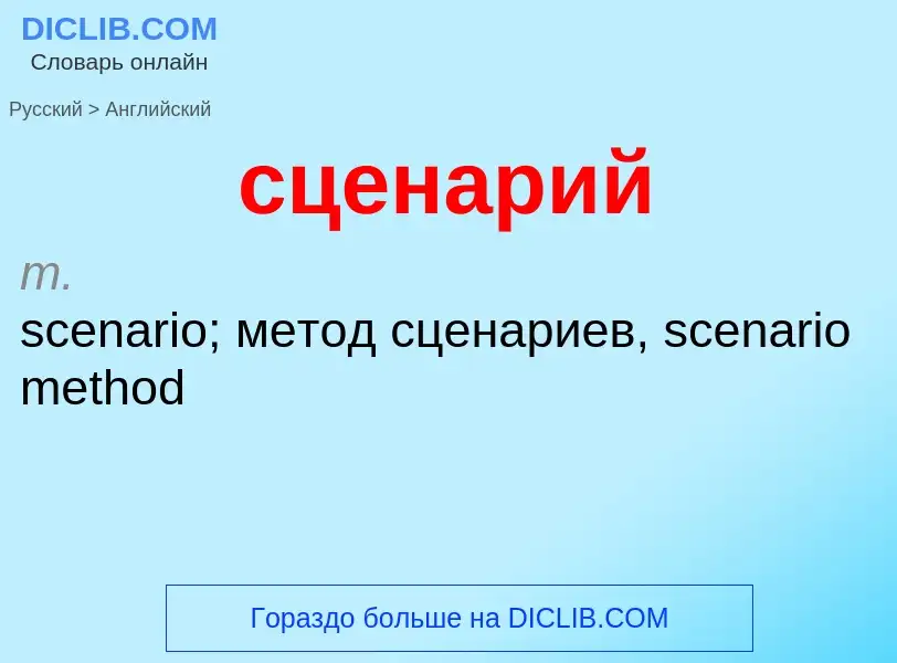 Como se diz сценарий em Inglês? Tradução de &#39сценарий&#39 em Inglês