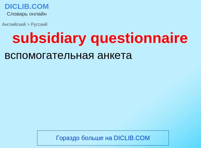 Как переводится subsidiary questionnaire на Русский язык