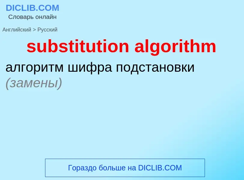 Как переводится substitution algorithm на Русский язык