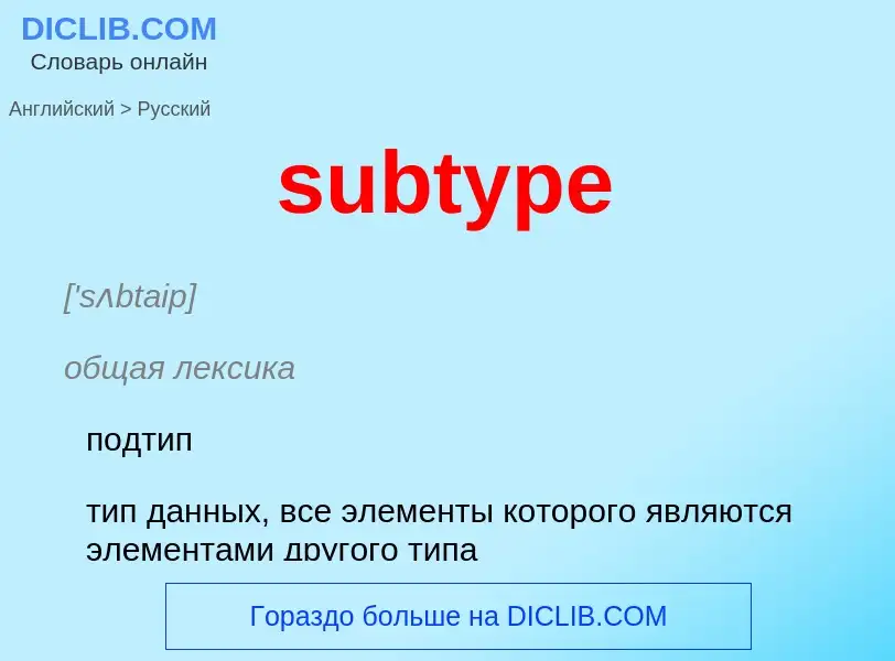 What is the Russian for subtype? Translation of &#39subtype&#39 to Russian