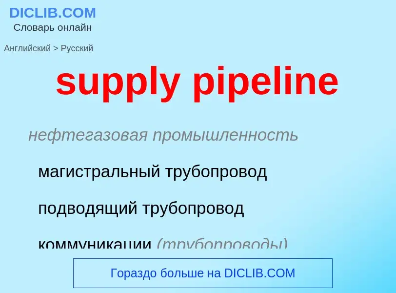 Как переводится supply pipeline на Русский язык