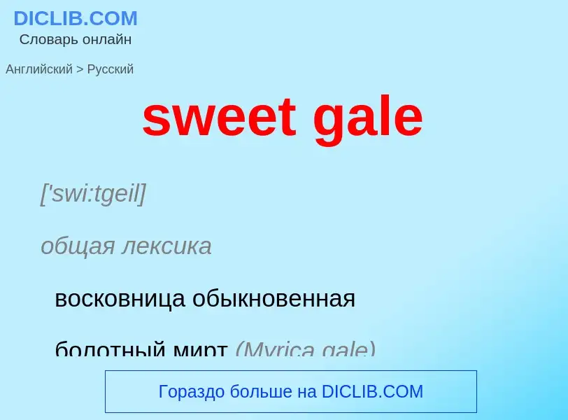 Μετάφραση του &#39sweet gale&#39 σε Ρωσικά