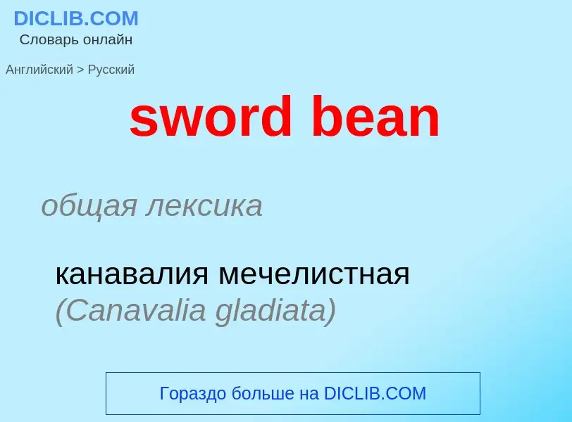 Como se diz sword bean em Russo? Tradução de &#39sword bean&#39 em Russo