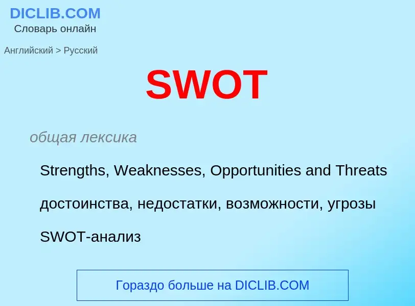 ¿Cómo se dice SWOT en Ruso? Traducción de &#39SWOT&#39 al Ruso