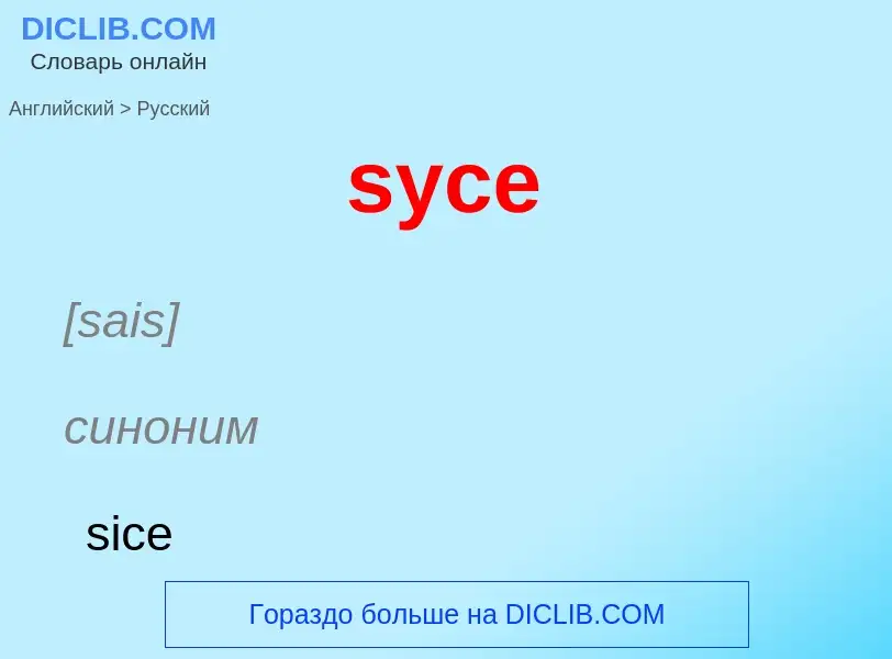 Como se diz syce em Russo? Tradução de &#39syce&#39 em Russo