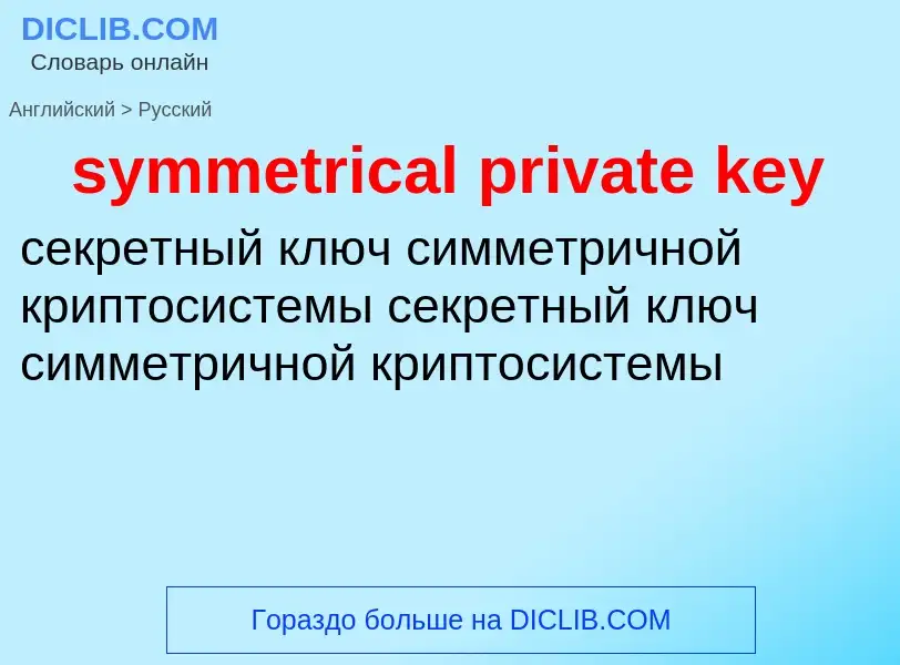 What is the Russian for symmetrical private key? Translation of &#39symmetrical private key&#39 to R