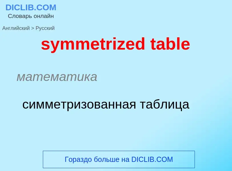 Как переводится symmetrized table на Русский язык