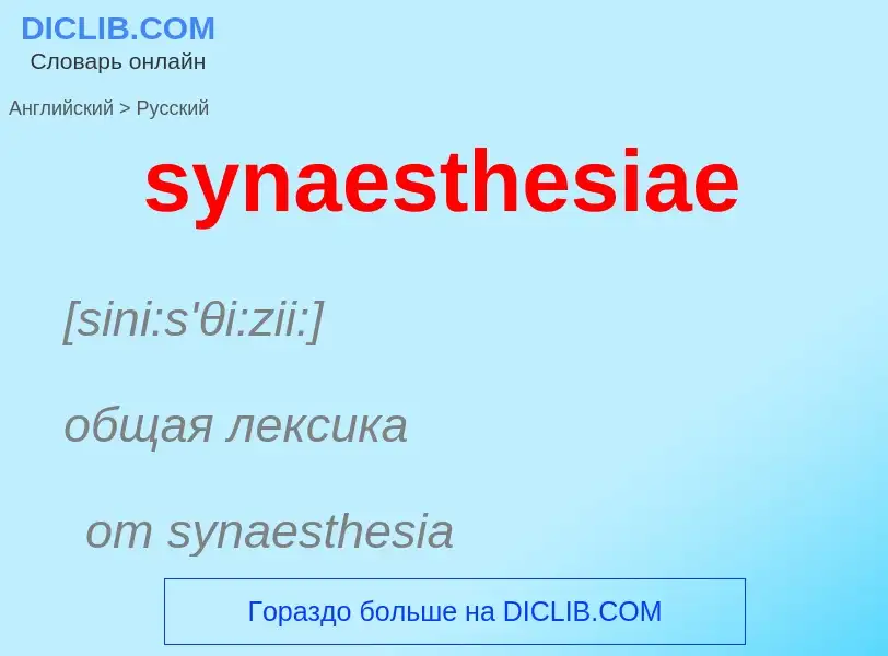 Como se diz synaesthesiae em Russo? Tradução de &#39synaesthesiae&#39 em Russo