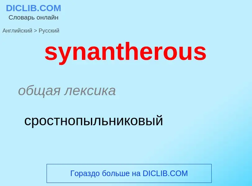 Como se diz synantherous em Russo? Tradução de &#39synantherous&#39 em Russo