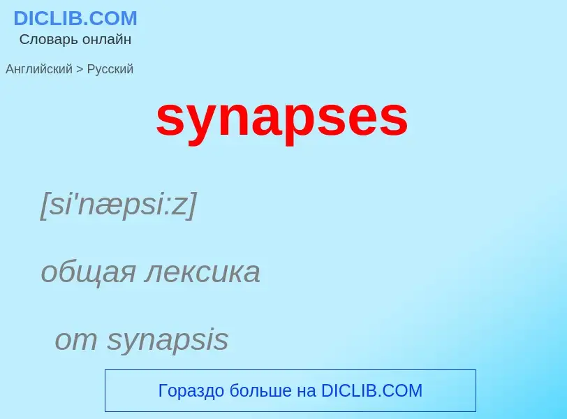 Como se diz synapses em Russo? Tradução de &#39synapses&#39 em Russo