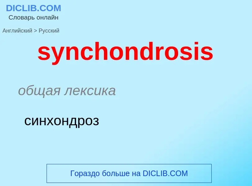 Como se diz synchondrosis em Russo? Tradução de &#39synchondrosis&#39 em Russo