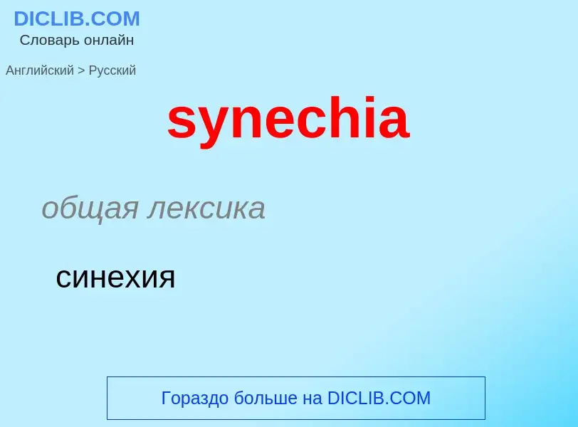 Como se diz synechia em Russo? Tradução de &#39synechia&#39 em Russo