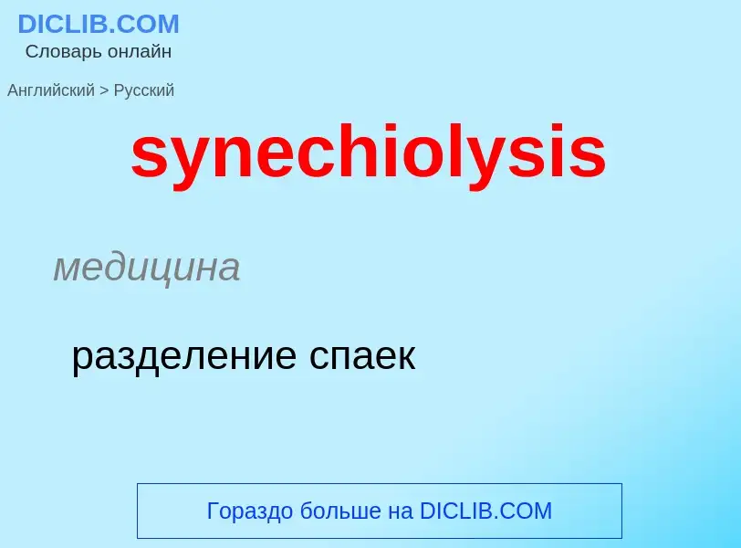 Como se diz synechiolysis em Russo? Tradução de &#39synechiolysis&#39 em Russo