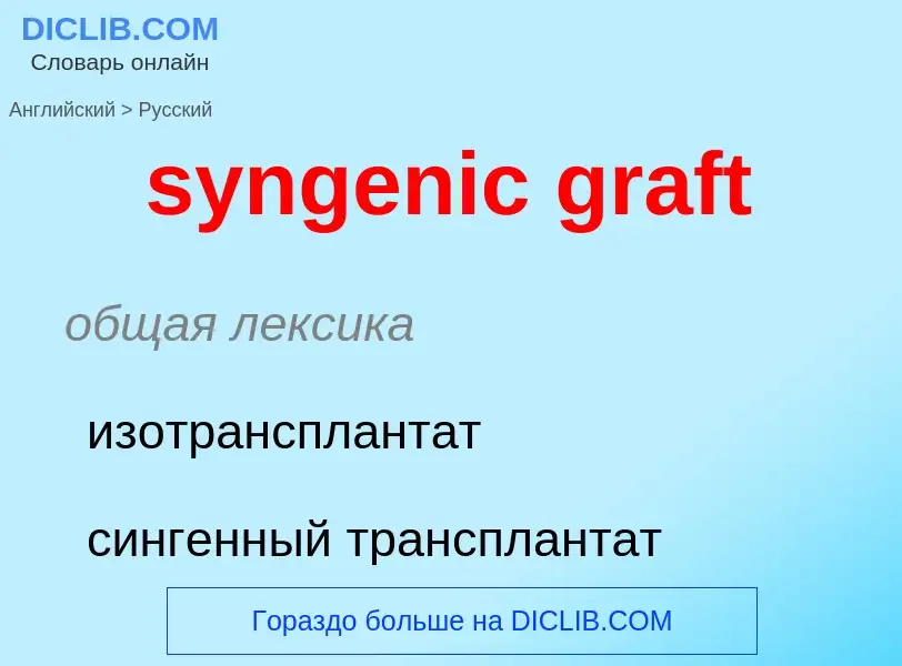 Como se diz syngenic graft em Russo? Tradução de &#39syngenic graft&#39 em Russo