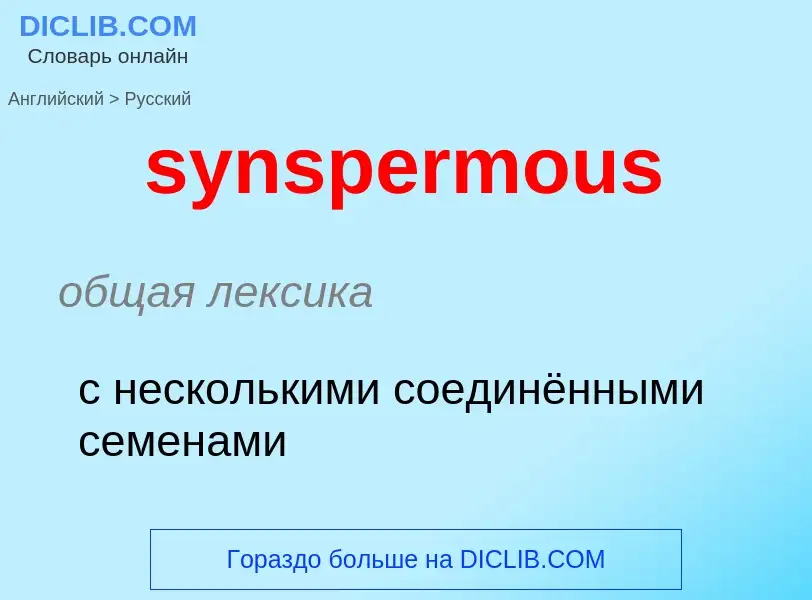 Como se diz synspermous em Russo? Tradução de &#39synspermous&#39 em Russo