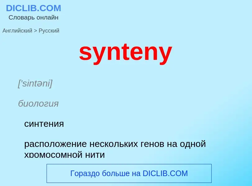 Como se diz synteny em Russo? Tradução de &#39synteny&#39 em Russo