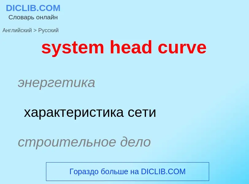 Como se diz system head curve em Russo? Tradução de &#39system head curve&#39 em Russo