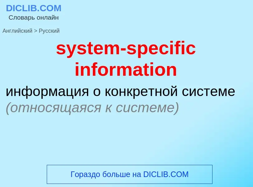 Как переводится system-specific information на Русский язык