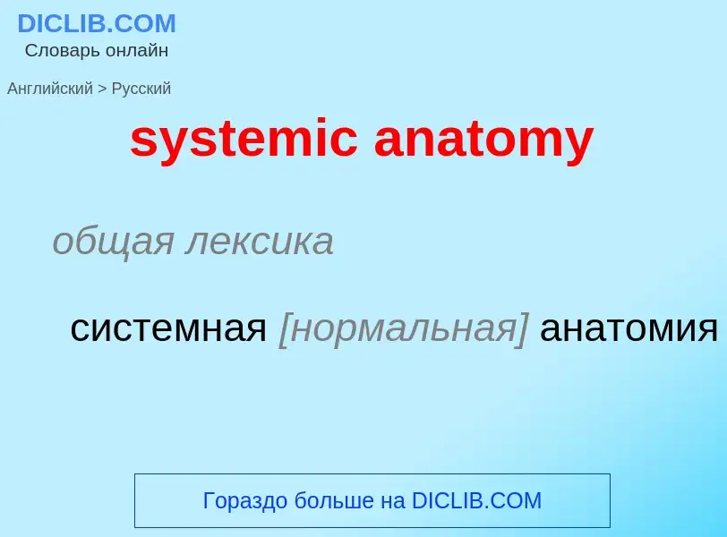 Как переводится systemic anatomy на Русский язык