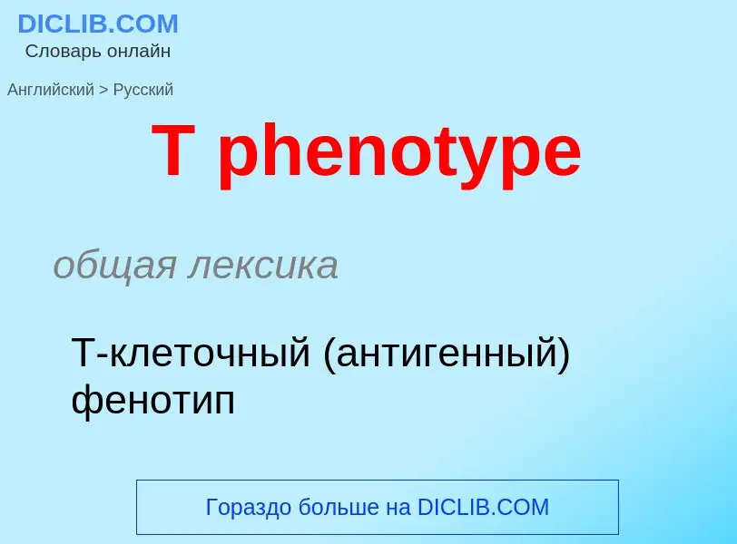 Как переводится T phenotype на Русский язык