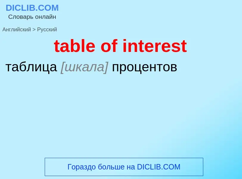 Как переводится table of interest на Русский язык