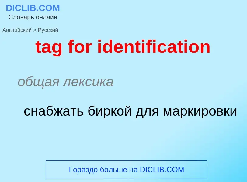 Vertaling van &#39tag for identification&#39 naar Russisch