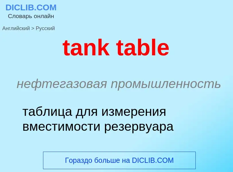 Как переводится tank table на Русский язык