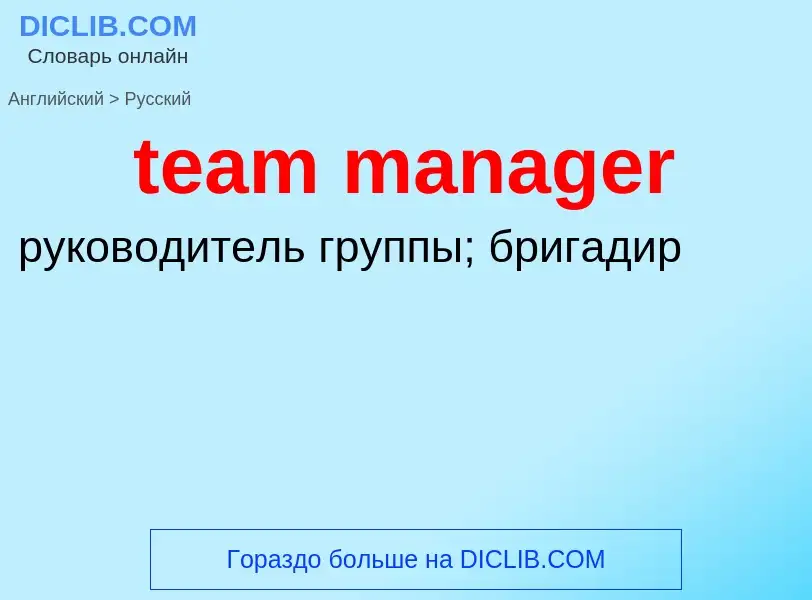 Как переводится team manager на Русский язык