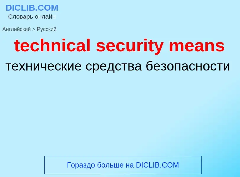 Как переводится technical security means на Русский язык